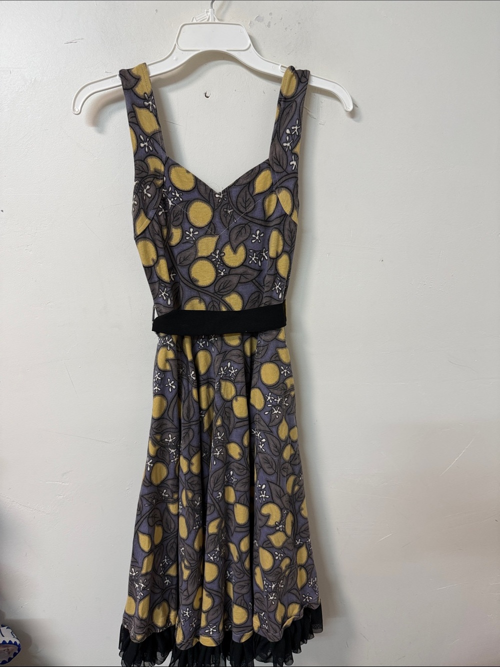 Effie's Heart Yellow and Gray Sleeveless Fit-and-Flare Midi Dress